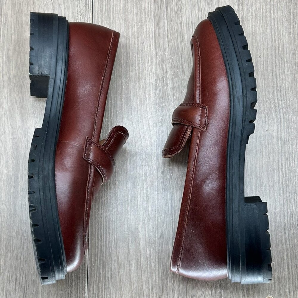 Madewell The Bradley Chunky Lugsole Loafer Women Sz 8 Leather Chunky Cherry Wood - Picture 12 of 13